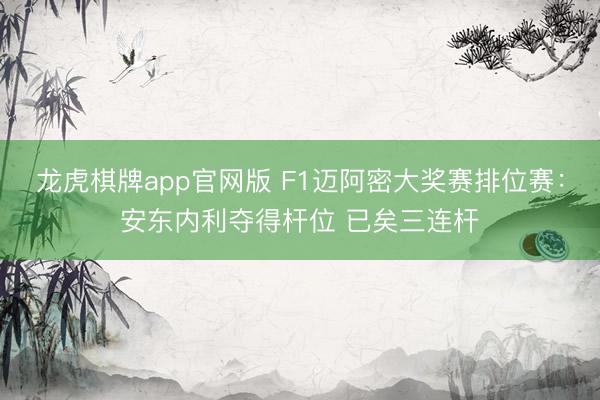 龙虎棋牌app官网版 F1迈阿密大奖赛排位赛：安东内利夺得杆位 已矣三连杆