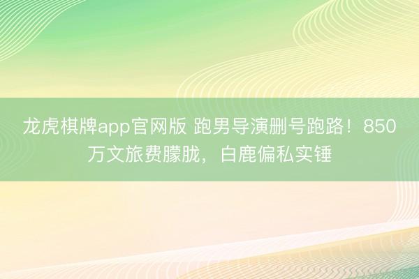 龙虎棋牌app官网版 跑男导演删号跑路！850万文旅费朦胧，白鹿偏私实锤